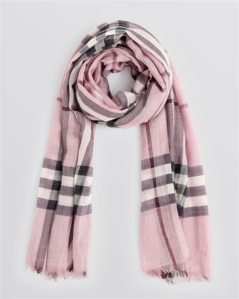 burberry giant check gauze scarf pink heather|Burberry Giant Check Wool & Silk Scarf .